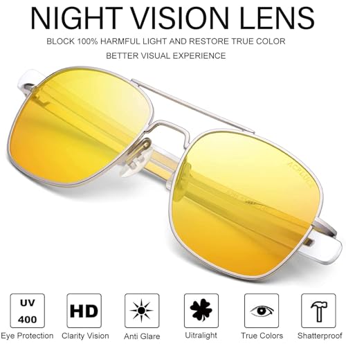 Image of Aviator Sunglasses for Mens Women 53mm TAC Polarized Lense Pilot Military Style Metal Frame with Bayonet Temples