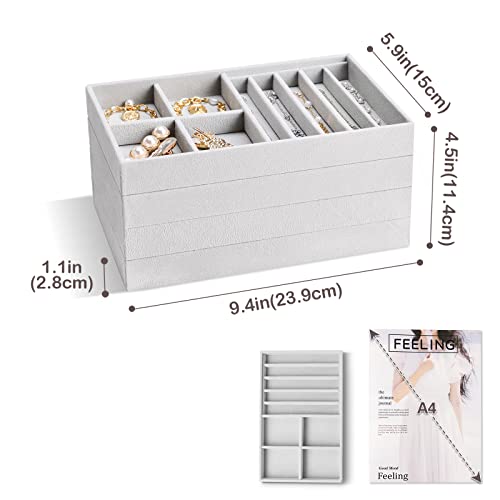 image for ProCase Stackable Jewelry Organizer Trays for Drawers, Jewelry Drawer 