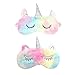 Lot de 2 masque pour les yeux de sommeil, masque pour les yeux animaux masque pour les yeux de dessin animé en peluche masque pour les yeux respirant de voyage pour femmes et enfants