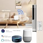 Keyless Entry Door Lock with Handle, Keypad Door Lock, Smart Locks for Front Doors, Fingerprint Biometric Lock, Keypad Entry Lock, Passcode Code Lock, Digital Smart Lock (Silver)