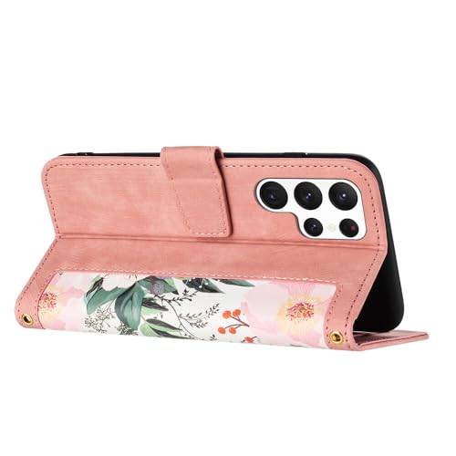 Étui portefeuille Samsung S25 fleur bleu protection clapet aimanté