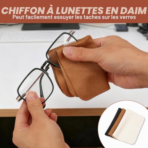 Lot de 3 étuis à lunettes rigides en cuir et métal avec chiffon de nettoyage pour lunettes, lunettes de soleil avec fermeture magnétique, étui universel portable pour la plupart des lunettes de soleil – vue 6
