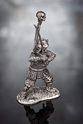 Ronin Miniatures Tin Action Figure - Japanese Medieval Samurai With Sword Skull Toy - Tin Metal Collection Knight Toy - Size 1/32 54Mm Action Figures - Unpainted Sculpture (Sm-33-B1) #TOP3