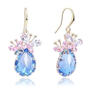 Crystal Teardrop Earrings CZ Butterfly Earrings Gold Dangle Earrings Jewelry Gift for Women
