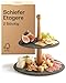 Produktbild Praknu Etagere 2 Etagen aus Schiefer Schwarz  Servierständer aus FSC® Akazienholz  Vielseitig & Elegant  Für Dessert, Obst, Buffet, Frühstück