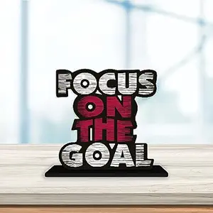 Art Vibes Wooden Idols And Figurine Focus On The Goal Quote Table Decor For Office Desk Showpiece | Home Decoration | Living Room | Modern Gifting Item (Sp_1140)