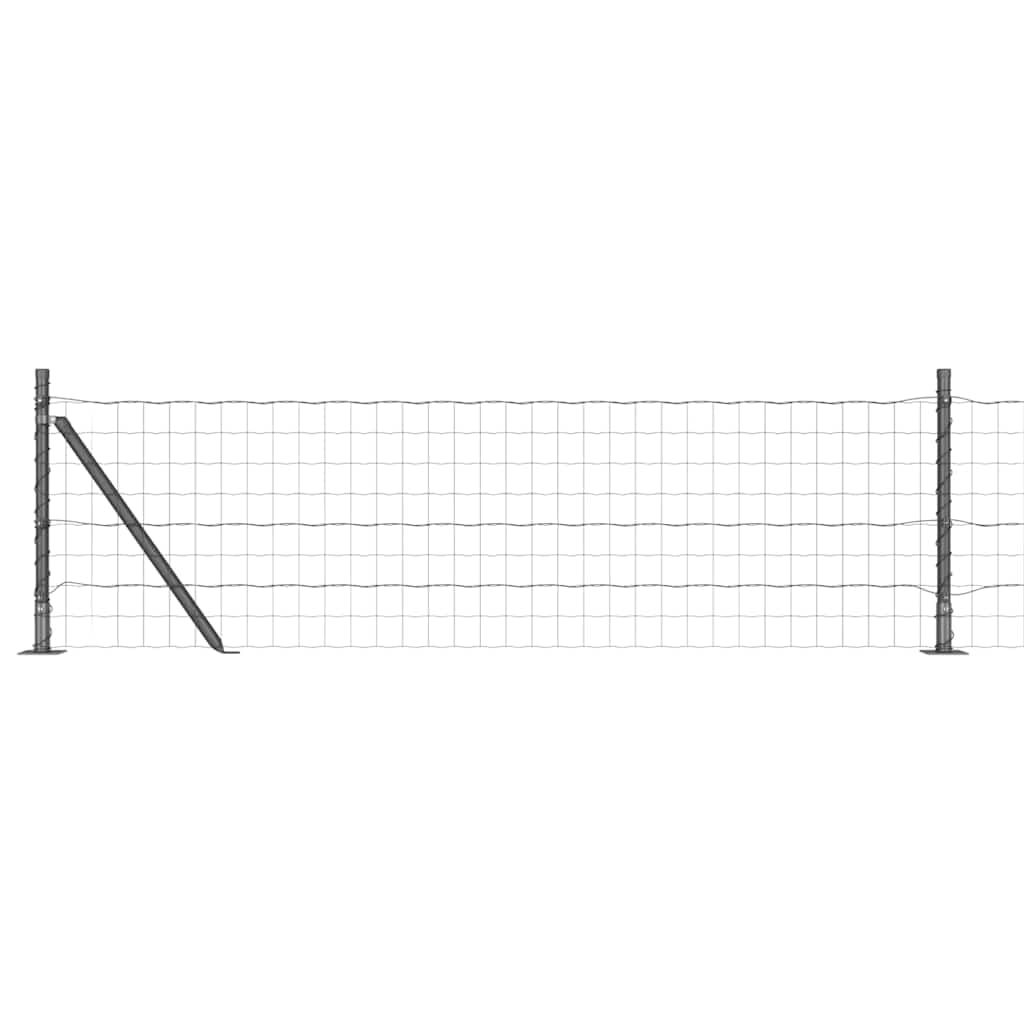 Fence with Post Grey 0.4 x 25 m Steel and PVC Outdoor Garden Boundary Panel Set Weather Resistant Customizable Privacy Screen for Pet Enclosure Terrace Secure Barrier Modern Minimalist Design