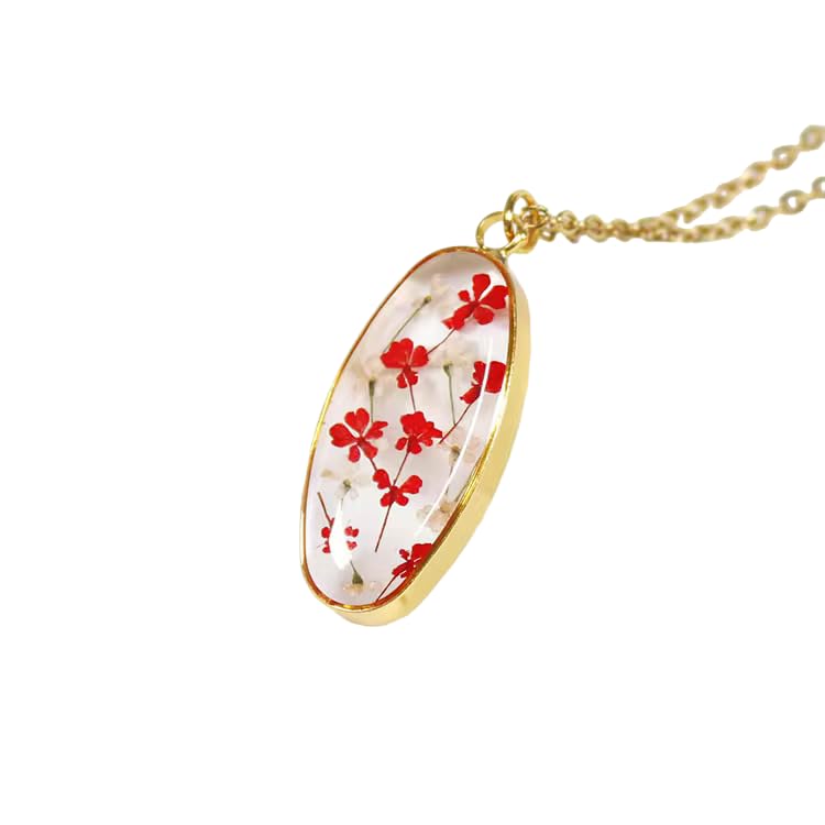 dried real flower resin pendent chain jewellery for girls women fashion-image-4
