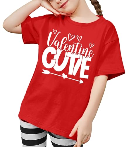 Image of VVNTY Valentines Shirts Toddler Boys Love Heart Graphic Tee Funny Letter Print Tops