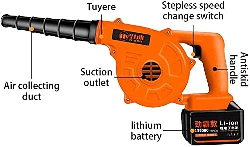 Convenient 2-in-1 Garden Blower, Cordless Leaf Blower and Vacuum Cleaner Used to Clean Pet Hair, Cars, Furniture, Workshops, Various Corners, Etc (Color : Battery*2, Size : 139000) (Battery* (Battery