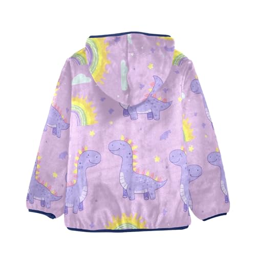 Dino and Rainbows Girls Fleece Jacket Girls Fall Jacket Girls Zip Up Hoodie Girls Sherpa Jacket 2-10T2