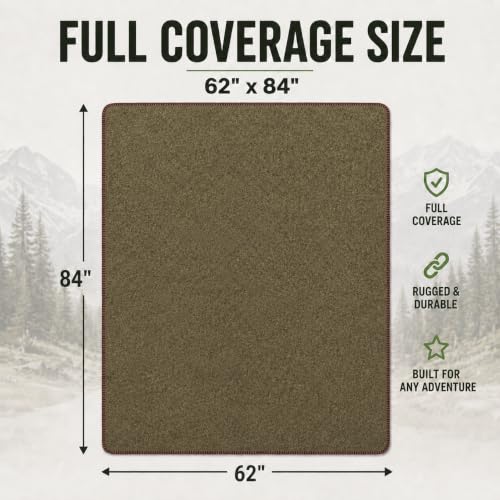 Image of Wool Camping Blanket - 70% Wool Heavy-Duty Military Style Throw, Warm & Washable, Fire Retardant Cover for Emergency, Survival & Outdoor Use - Perfect for Camping, Car, Home & Hiking, Olive 62x84