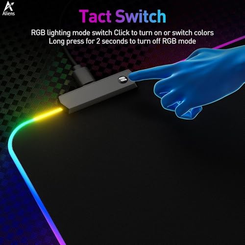 Image of Aliens XL RGB Gaming Mouse Pad, 14 Mode LED Extended Mousepad, Non-Slip Rubber Base, Mouse Mat for Office, Gaming Desk /Accessories, Computer, Laptop, Optical mice, Keyboard pad 80 x 30cm-Black