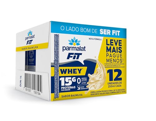 Parmalat Fit Bebida Proteica Baunilha 15g de Proteína 250mL – 12 Unidades