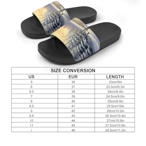 Winter Landscape Tree River Non Slip Slides Sandals for Women Men Quick Drying Shower Shoes for Bathroom Pool Beach2