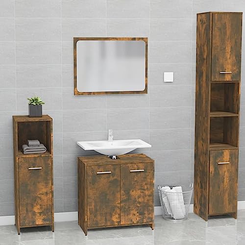 Muebles de baño de madera de ingeniería modernos en roble ahumado 2