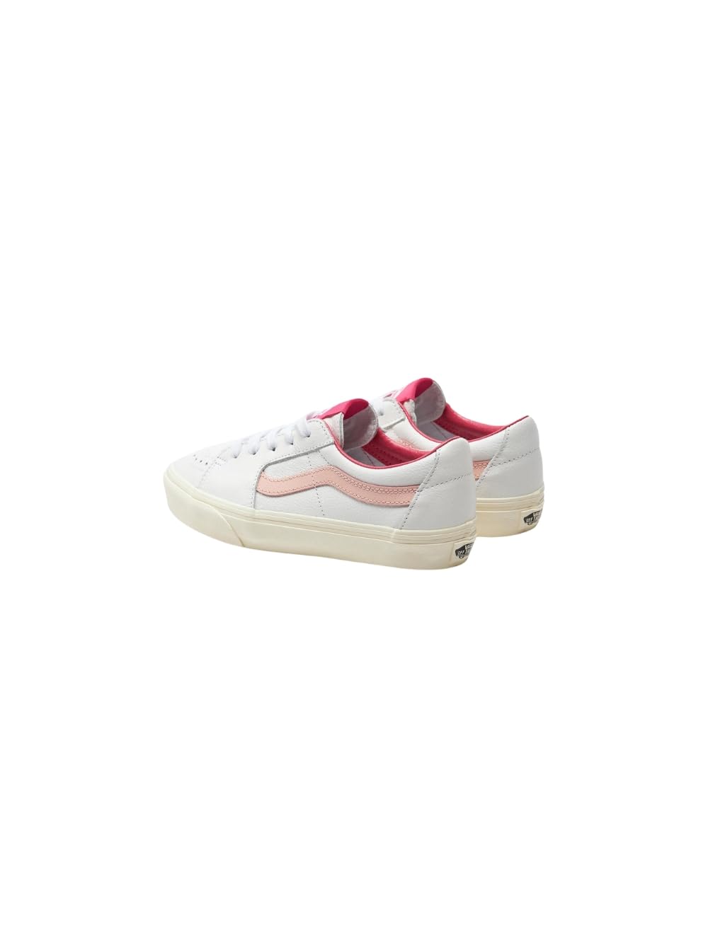 Vans Zapatillas de mujer, empeine de piel, inserciones en contraste, cordones de tela tono sobre tono, suela de goma, interior de tela, color blanco