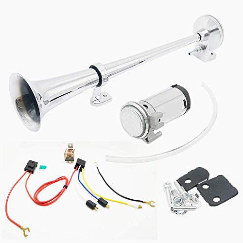 FreeTec, clacson ad aria compressa, 150 dB, 12 V, tromba doppia, clacson ad aria con compressore per moto, camion, auto, barche