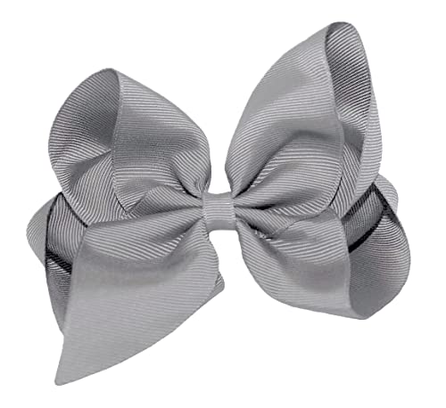 WD2U Girls 6" Classic Style Boutique GrosGrain Hair Bow on Alligator Clip USA Light Grey Deal
