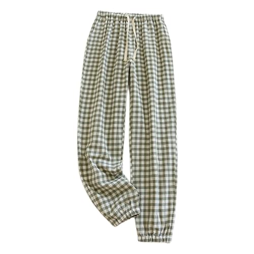 Men's 2 Piece Pajama Pants Soft Plaid Printed Pj Sleep Bottoms Summer Fall Cotton3