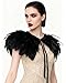 ZAKIA Fashion Feather Cape Stole Black White Beige Shawl Iridescent (Black)