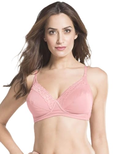 Image of Jockey ES19 Women's Wirefree Non Padded Super Combed Cotton Elastane Stretch Full Coverage Plus Size Bra with Lace Styling and Adjustable Straps