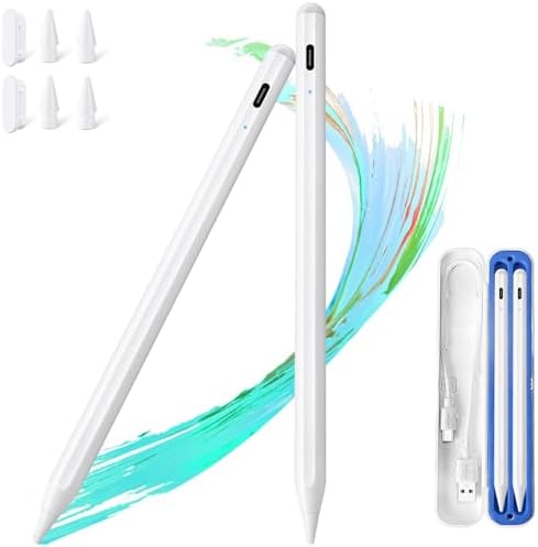 2er Pack Stift für Apple iPad 2018-2025 mit Schnellladeleistung, Palm Rejection Pencil für ipad kompatibel mit i Pad 11/10/9/8/7/6, Pro M4/12.9/11/13" Gen, Air 3/4/5/M2/M3, mini 7/