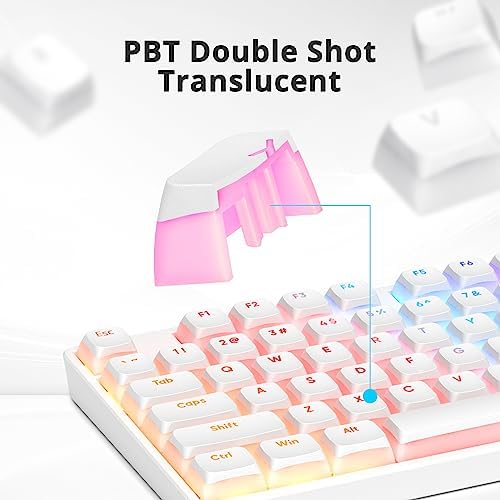 Ussixchare PBT Pudding Keycaps Set 117 Keys, Double Shot Translucent XDA Profile for ISO & ANSI Layout 61/68/84/87/104 Keys Mechanical Keyboard - 3