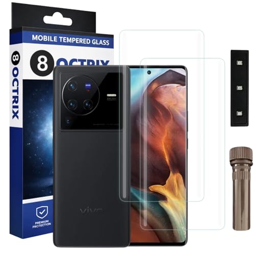 Image of Curved UV Tempered Glass Screen Protector for Vivo X80 / X80 Pro | Transparent | Pack of 2 | Full Screen Coverage with UV Installation Kit