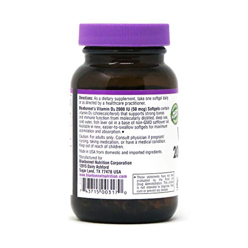 Bluebonnet Vitamin D3 2000 Iu Vegetable Capsules, 100 Count (Pack Of 1) #TOP7