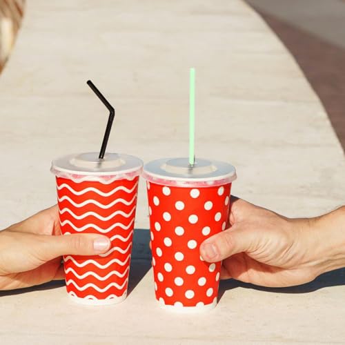 Image of Healeved Disposable Plastic Straws 10 Inch Flat Mouth Drinking Straws for Smoothies Cold and Hot Beverages Party Wedding Birthday Favors