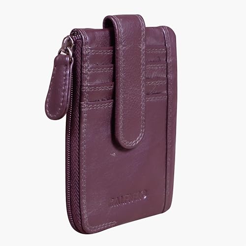 Image of Calfnero Genuine Leather Card Holder & Key Case for Men & Women | Slim Wallet with Zipper Pocket, Card Slots & Key Chain | Compact Travel Organizer