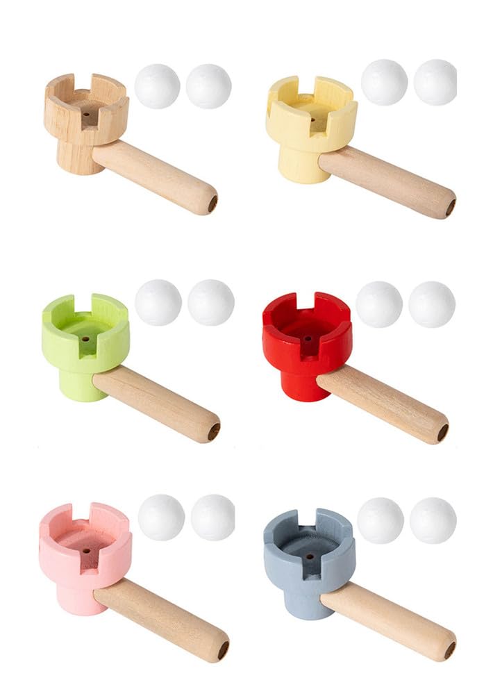 Gioco della Pallina Galleggiante in Legno, Giocattolo Classico a Soffio | Giocattolo per l'allenamento della concentrazione, giocattolo educativo scientifico, giocattolo di attività