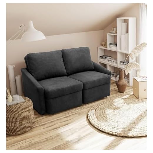 DOMO Relax Couch | Boxspring Schlafsofa | 2-Sitzer Gästebett | dunkelgrau
