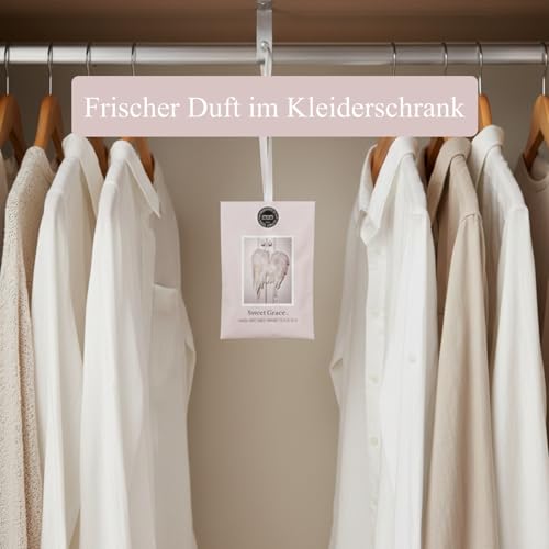 2er Set Duftsäckchen Sweet Grace – dekorative Duftbeutel mit warmem, harmonischem Duft aus Passionsfrucht, Tee & Patchouli – für Kleiderschrank, Wohnzimmer & Auto – langanhaltend bis zu 4 Monate