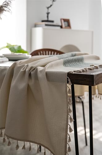 Nappe polyester KnSam 140x220 rectangulaire jacquard losange beige vert - 8