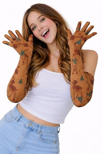 Image of Women's Driving Gloves, Printed Cotton Full Hand Summer Gloves for Protection from Sun Burn /Heat /Pollution (Pack of 1 Pair)