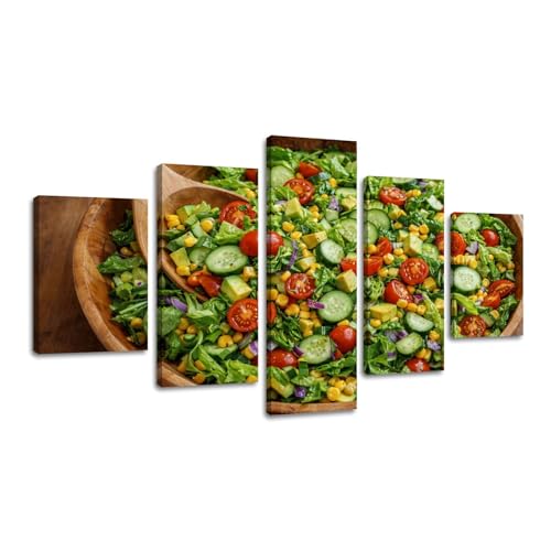 5 Piece Wall Art Prints Fresh Garden Salad Tomatoes Cucumbers
