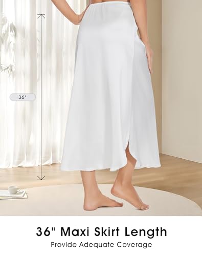 Image of MANCYFIT Long Half Slip for Women Under Dress Satin Slip Skirt Extenders 36 inch Maxi Underskirt