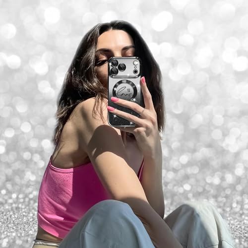 Image of ZIYE Magnetic Case Designed for iPhone 17 Pro Max Glitter Case-Black