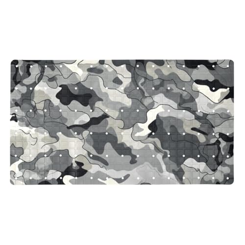 Alfombrilla de baño gris camuflaje extralarga de PVC con ventosas 2
