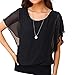 Produktbild Chiffon T-Shirt für Damen/Dorical Sommer Casual Loose Fit Kurzarm Rundhals Fledermaus Batwing Shirt Elegant Top Bluse Casual Party Bluse Pullover Tees 8 Farben S-5XL Ausverkauf(Schwarz,XX-Large)