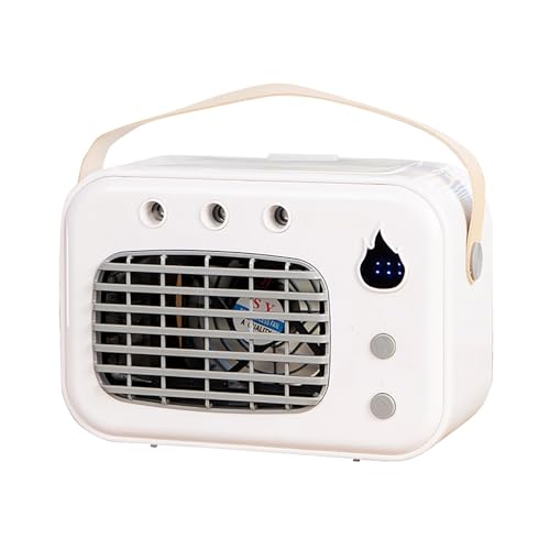 lyxamjrzyp Ventilador Aire Acondicionado, Ventilador Escritorio Silencioso, PortáTil Ventilador Aire Frio, Ideal para Casa, Oficina, Dormitorio(White)