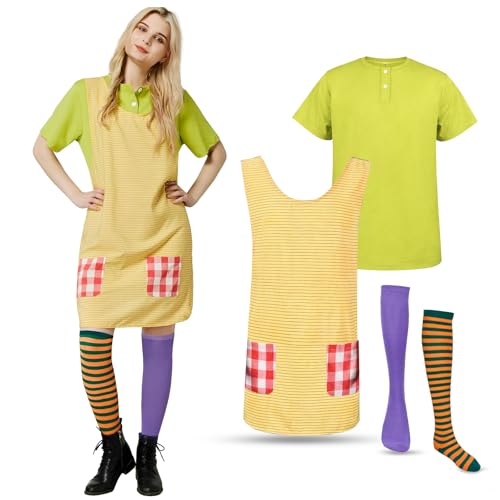 JONRRYIN Disfraz de Mujer Calzaslargas, Disfraz de Carnaval de Mujer Traviesa, Calcetines de Colores, Halloween Navidad Carnaval Disfraz de Cosplay Mujer, Vestido de Disfraces de Carnaval (Mujer, S)