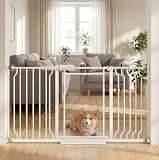 TSAYAWA Triple Lock Clear Acrylic Baby Gate 29.5"-57.5, Extra Wide Auto Close Dog Gate for Doorways, Pressure Mount Indoor Child Safety Barrier for Toddlers and Pets, White