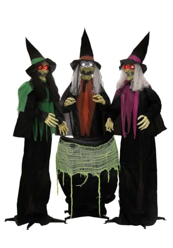 Fun Costumes 6.25FT Coven of Witches Animated Halloween Decoration with Sound Lights and Motion