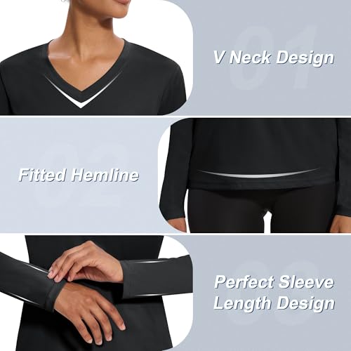 4-7 Pack Long Sleeve Shirts for Women,Moisture Wicking Shirts Long Sleeve Workout Tops for Women V Neck Hiking T-Shirts4