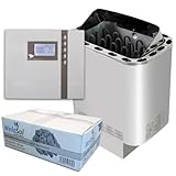 Well Solutions Saunaofen Edelstahl Next 6 kW - Saunasteuerung Econ D2 - inklusive Saunasteine