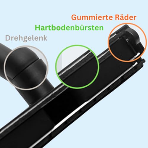 HAPPOW 35mm Staubsaugerdüse Universal für Kärcher/Bosch/Siemens/Samsung/Metabo/Medion/Philips/Miele/Dirt Devil/Panasonic, Hartbodendüse, Staubsauger Düse Ersatzteile ﻿