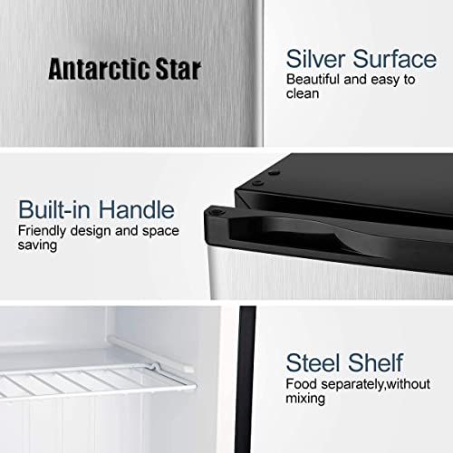 Image of Antarctic Star Upright Freezer 1.1 Cu.ft, Compact Mini Freezer with Reversible Single Door, Temperature Control, Removable Shelves, Small freezer Stainless Steel for Dorms Home Office, Black